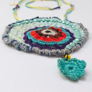 Handmade one of a kind up-cycled fabric necklace